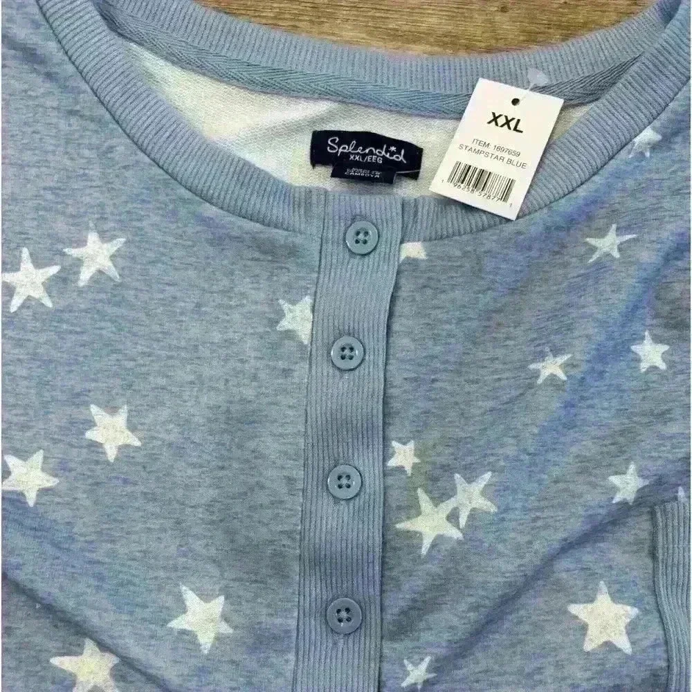 NEW Splendid light blue & white star sleep shirt size xxl